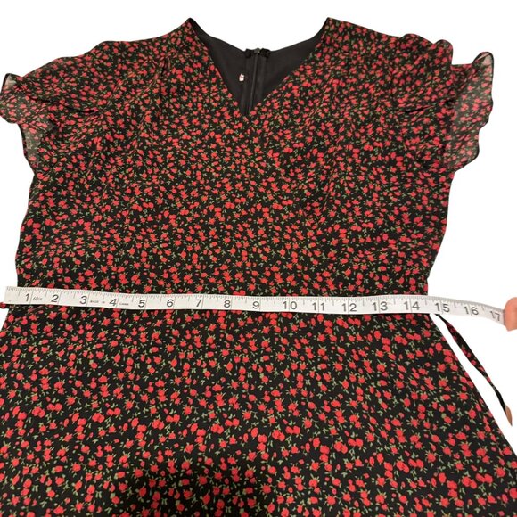 Patterned Dress Women's V-Neck Short Sleeve Knee Length Dress Size L - Picture 6 of 8